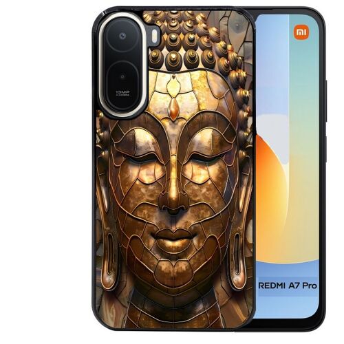 Coque noire pour Redmi A7 PRO motif bouddha et mosaique