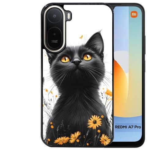 Coque noire pour Redmi A7 PRO motif chat eyes