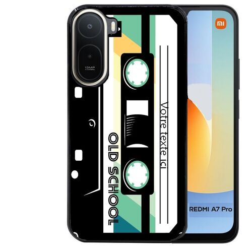 Coque noire pour Redmi A7 PRO cassette avec votre texte