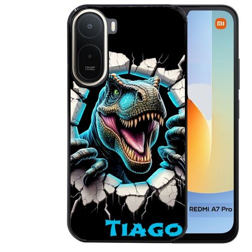 Coque noire pour Redmi A7 PRO motif dino T Rex personnalisee