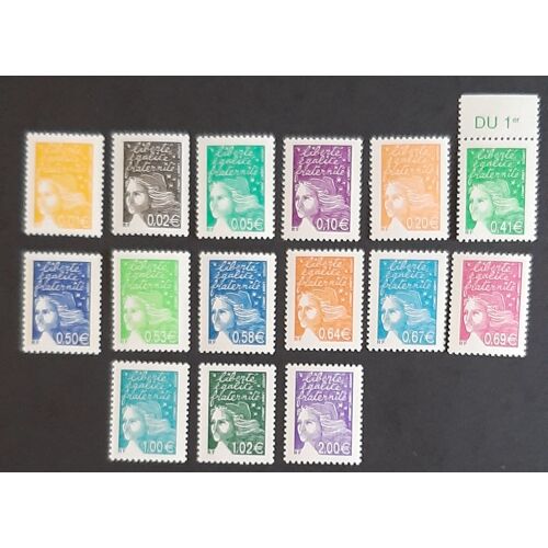 Lot Timbres Du N° 3443 Au N° 3457 - Marianne De Luquet - 2002