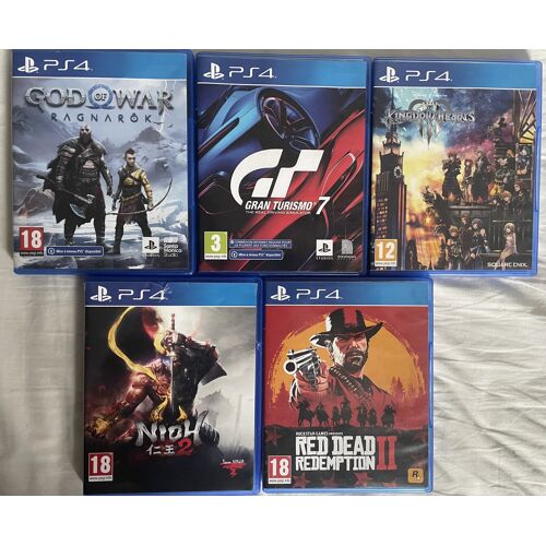Lot 5 Jeux Ps4 (God Of War Ragnarok, Gran Turismo 7, Kingdom Hearts 3, Nioh 2, Red Dead Redemption 2)