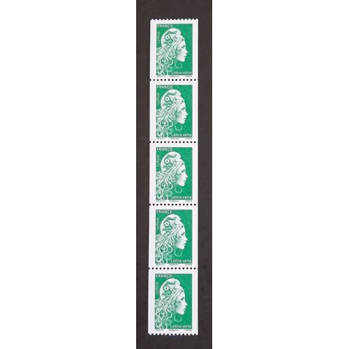 5 Timbres Roulette N° 5255 - Marianne D'yz - Marianne L'engagée - Verte - 2018