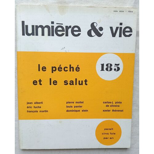 (Revue), Lumière & Vie, N°185, Décembre 1987 : Le Péché Et Le Salut