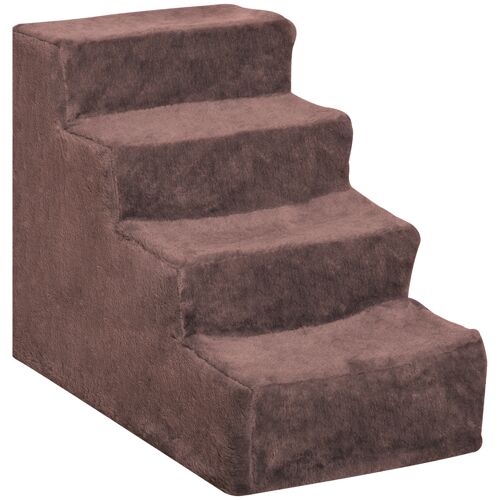 Escalier Pour Chien 4 Marches Revêtement Flanelle Grande Douceur Marron