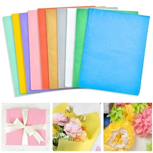 120 Feuilles De Papier De Soie Coloré 50x70 Cm 10 Couleurs Pour Emballage Décorations Diy