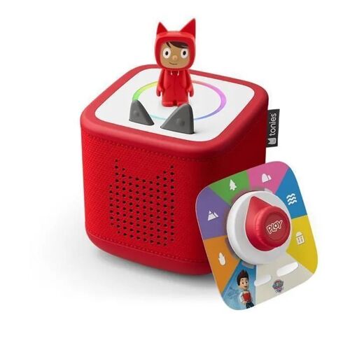 Pack tonies : 1 toniebox achetée = 1 coffret tonieplay offert (jeu La Pat'Patrouille) - boite à histoire enfant 1 à 9 ans - Rouge