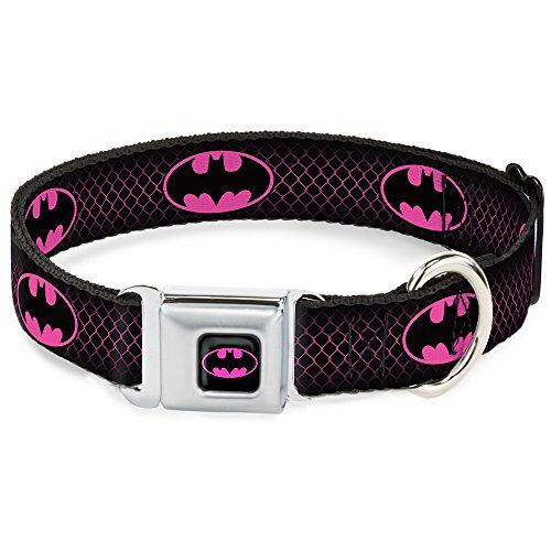 Collier Pour Chien Avec Boucle De Ceinture De Sécurité Batman Shield - Noir - Rose Vif - 45 7 81 3 Cm De Large