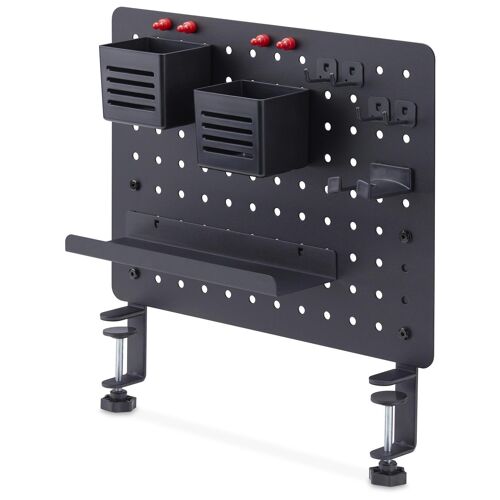 Startech.Com Panneau Perforé À Pinces Avec Accessoires, 42 X 32cm, Panneau Perforé En Acier, Organisateur De Rangement De Bureau, Panneau Perforé À Fixer Sur Un Bureau, Noir