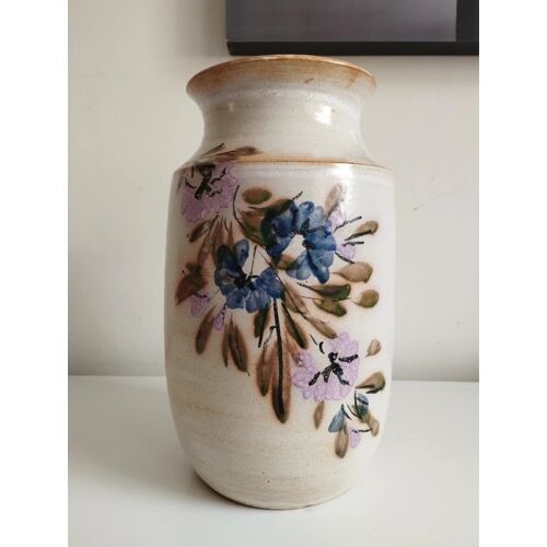 Vase beige fleurs Vallauris