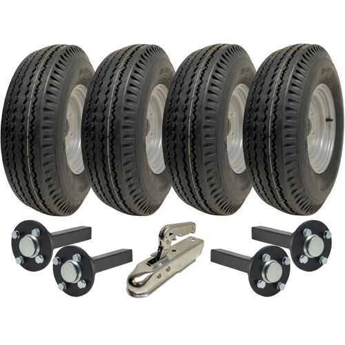 5.00-10 High Speed Twin Axle Trailer Kit Road Legal Wheels, Axles & Hitch 750kgs
