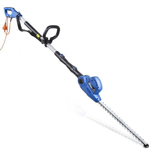 Hyundai Taille-haie et élagueuse électrique filaire sur perche – 550W, lame 450mm, portée 2,52m, poids léger 4,84kg, câble d’alimentation 10m, garantie 3 ans