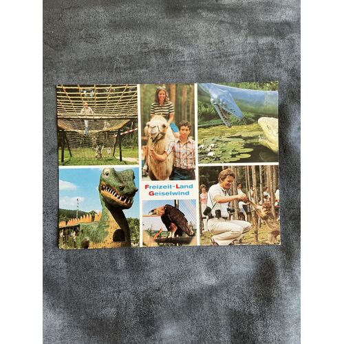 Carte Postale Vintage Du Parc Allemand Freizeit Land Geiselwind. Animaux Préhistoriques