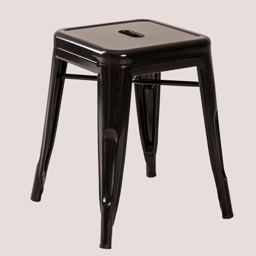 Tabouret bas 45 cm empilable en acier Lix Noir