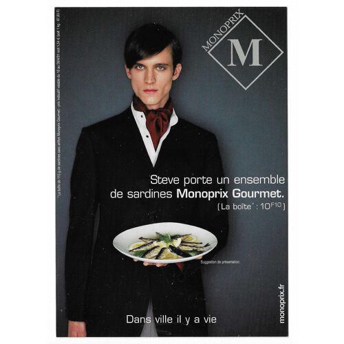 Carte Postale Monoprix , Steve Porte Un Ensemble De Sardines Monoprix Gourmet