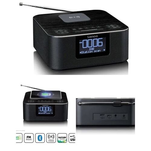 Radio-réveil stéréo avec DAB+ FM Chargement sans fil induction Bluetooth