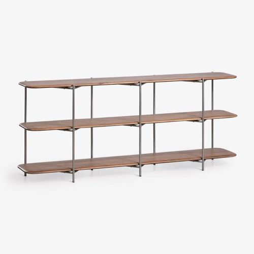 Étagère en bois de manguier et acier inoxydable Vimara 180 x 75 cm
