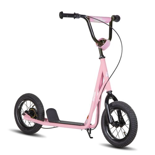 Trottinette Joystar Pour Enfants De 5 À 9 Ans, Roues 12 Pouces Avant Et Arrière, Frein V-Brake Arrière, Guidon Réglable, Pour Usage Intérieur Et Extérieur, Rose