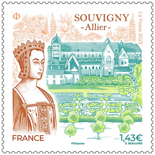 France 2022, Très Beau Timbre Neuf** Luxe Yvert 5575, Souvigny - Allier, Portrait D'anne De Beaujeu, Future Anne De France Et Eglise Prieuriale.