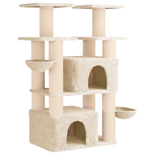 Vidaxl Arbre À Chat Avec Poteaux À Griffer En Sisal 2 Pc Crème 147 Cm