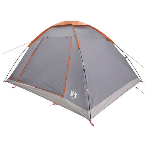Vidaxl Tente De Camping Gris Et Orange 6 Personnes Polyester Et Acier