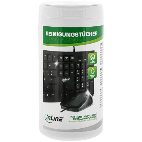 InLine 43200 kit de nettoyage pour ordinateur Écrans/Plastiques Chiffons humides de nettoyage d'équipement électronique