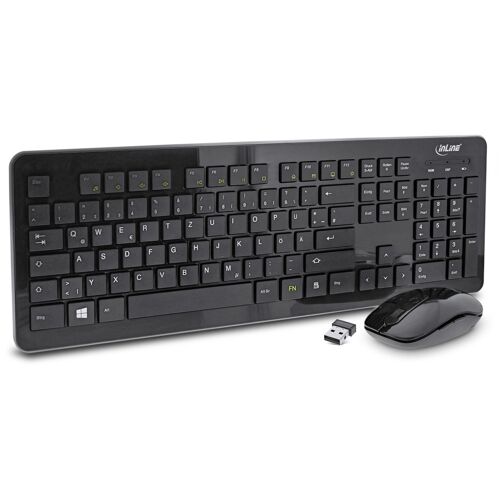 InLine 55368A Pack clavier souris Universel RF sans fil QWERTZ Allemand Noir