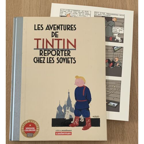 Hergé - Les Aventures De Tintin Reporter Chez Les Soviets B. D. + Planche - Version Colorisee - Edition Limitee