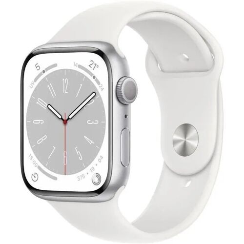 Apple Watch Series 8 GPS - 45mm - Boîtier Silver Aluminium - Bracelet White Sport Band - Regu (2022) - Reconditionné - Etat correct