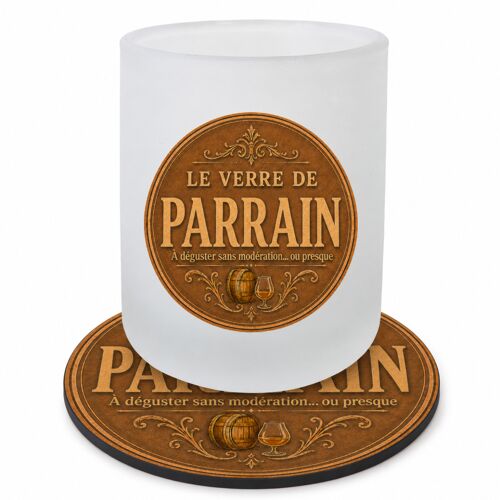Verre De Parrain 280 Ml Avec Sous-Verre Assorti