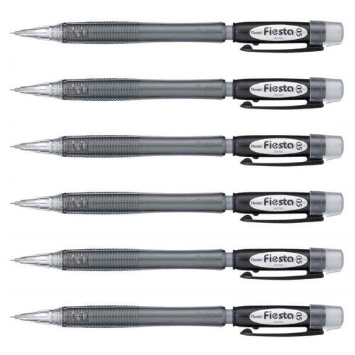 Pentel Lot De 6 Porte-Mines Rechargeable 0,5 Mm Fiesta Ax105 Transparent Noir