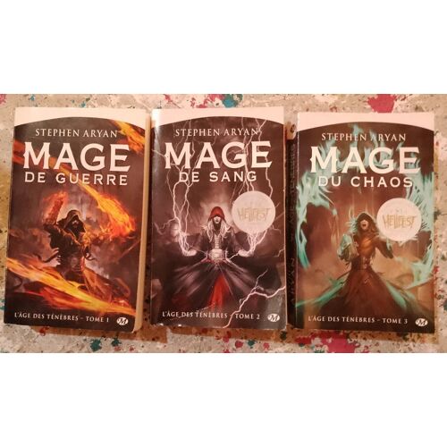 Lot 3 Stephen Aryan Trilogie L' Âge Des Ténèbres 1 2 3 Mage De Guerre, Mage De Sang, Mage Du Chaos (Éditions Milady)