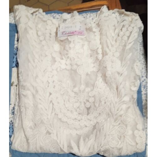 Tunique Femme - " Choklate " - En Dentelle - Blanche - Manches Longues - Taille Unique