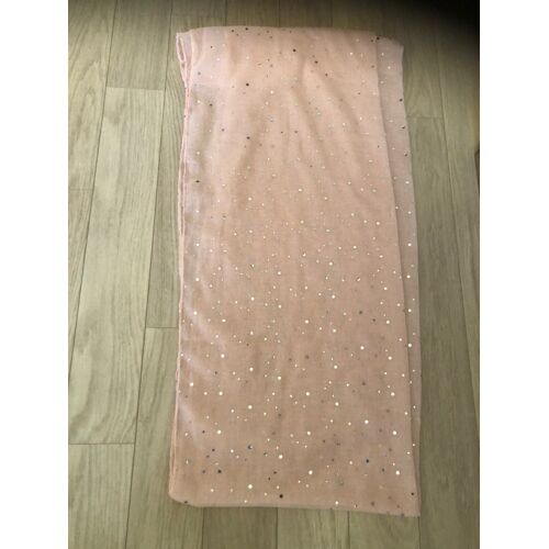 Foulard Femme Rose Avec Des Petits Motifs Argentés.