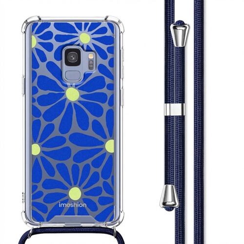 imoshion Coque Design avec cordon Samsung Galaxy S9 Cobalt Blue Flowers Connect