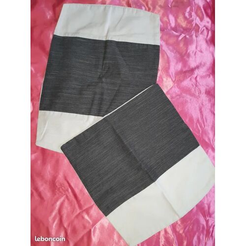 2 Housses De Coussins Beige Et Gris