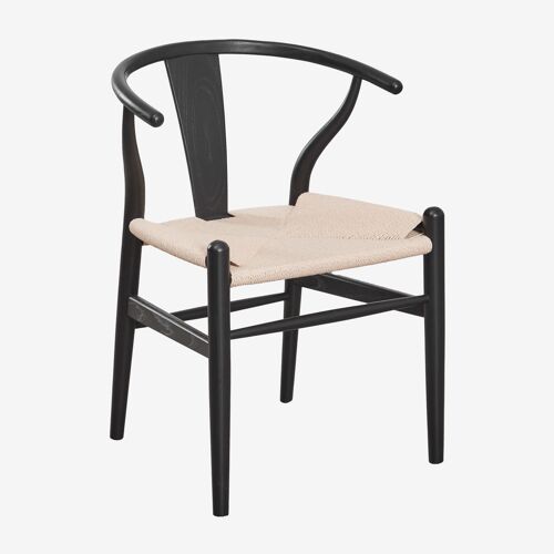 Chaise de salle à manger en bois d'orme Uish Edition Noir uni