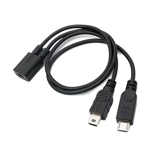 SYSTEM-S Câble USB 3.1 Mini B femelle vers fiche mâle et adaptateur micro B mâle Noir 30 cm