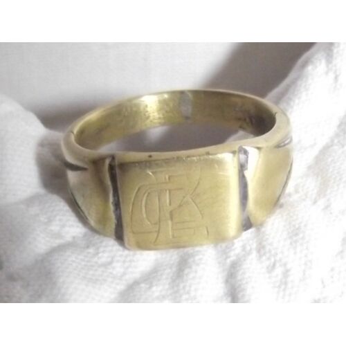 Chevalière Homme Année 50 En Laiton Diamètre .2,2 Cm