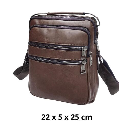 Sacoche bandoulière homme en polyuréthane - Marron - Elégance fonctionnelle pour un style urbain