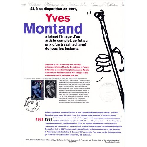 Document Philatélique Officiel Yves Montand