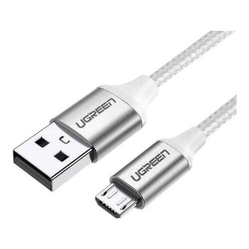 Ugreen Kabel USB Kabel micro USB QC 3.0 2.4A 2m (bialy) câble USB USB 2.0 USB A Micro-USB B 0,48 Gbit/s Argent