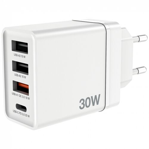 Verbatim Chargeur USB mural 4 ports 30 W - Blanc
