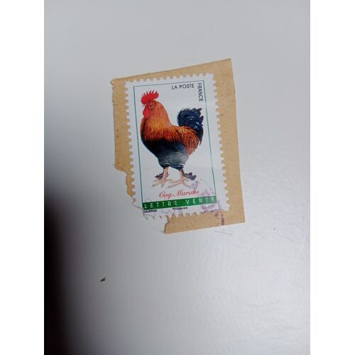 France Timbre Lettre Verte Autoadhesif Yvert N° 1253 Coq Marans Oblitéré De 2016