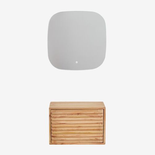 Ensemble meuble de salle de bain suspendu 60x45 cm en bois Deleyna
