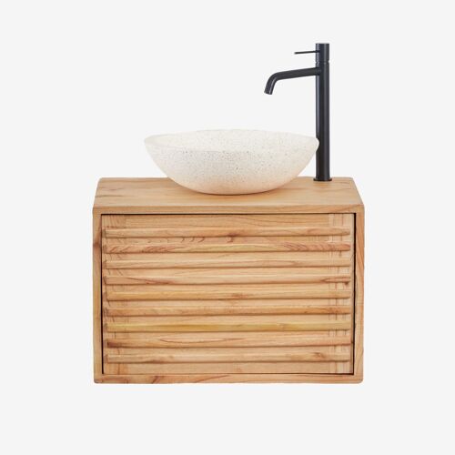 Ensemble meuble de salle de bain suspendu 60x45 cm en bois Deleyna