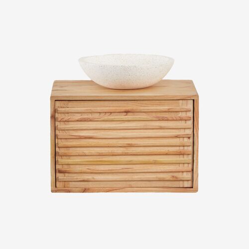 Ensemble meuble de salle de bain suspendu 60x45 cm en bois Deleyna