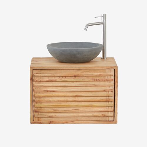 Ensemble meuble de salle de bain suspendu 60x45 cm en bois Deleyna