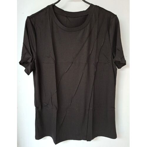 Tee Shirt Noir Plissé Devant - S