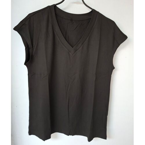 Tee Shirt Noir Col V - Sans Manches - S